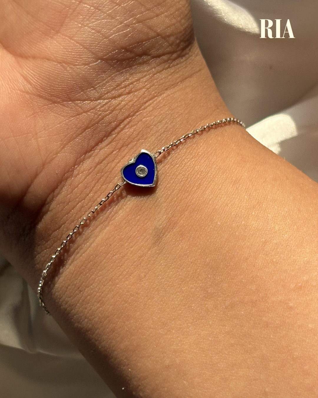 Blue Enamel-Heart Bracelet