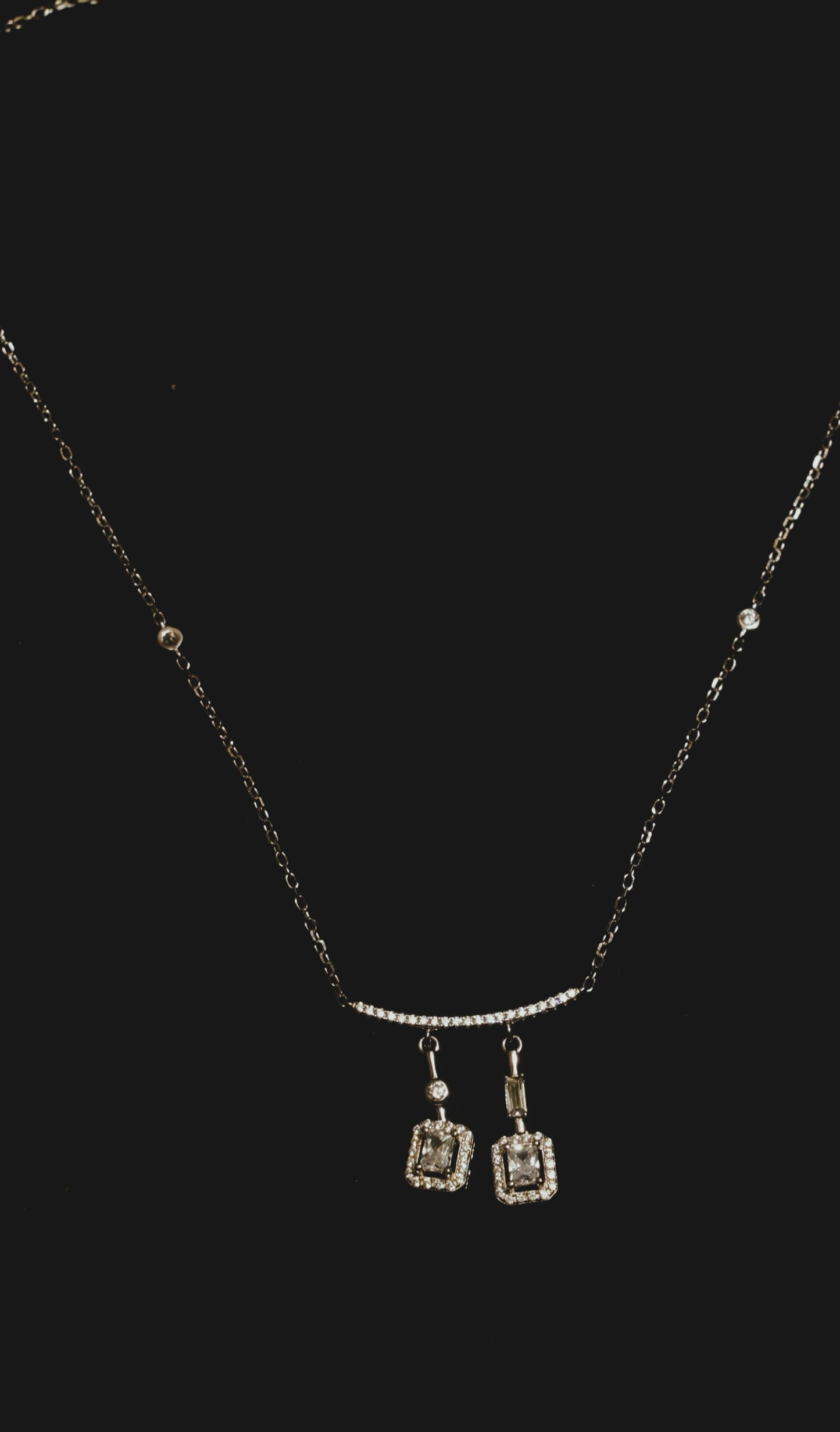 Double Solitaire Drop Necklace