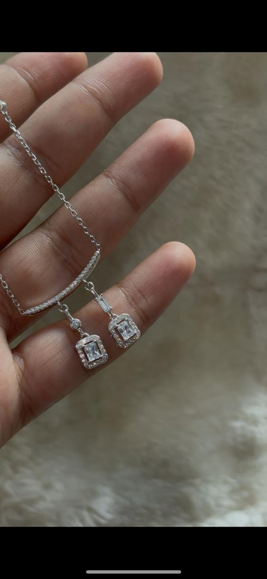 Double Solitaire Drop Necklace